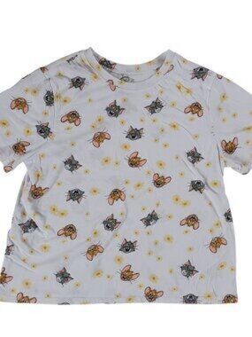 Warner Bros. White Crop Tee with Character & Daisy Print
